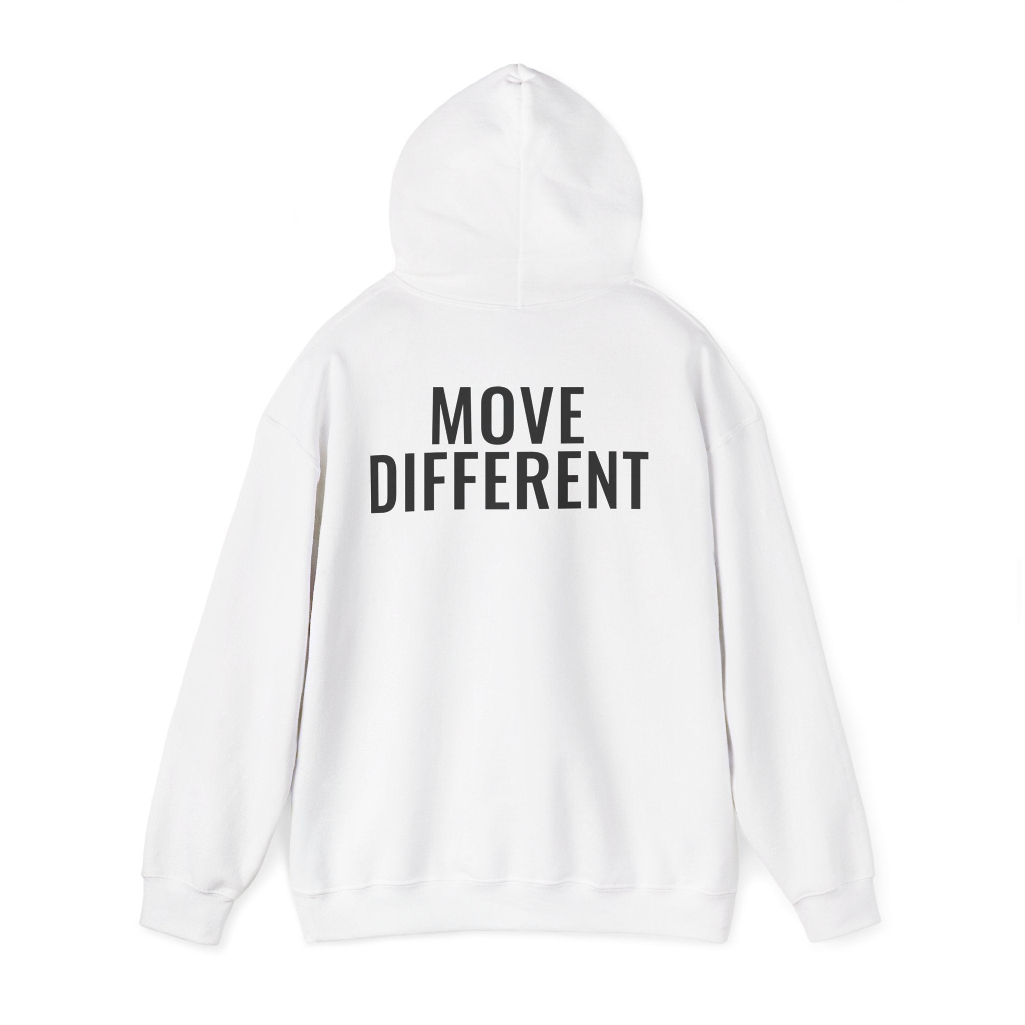 Essence minimalist text Hoodie | Move Different back print
